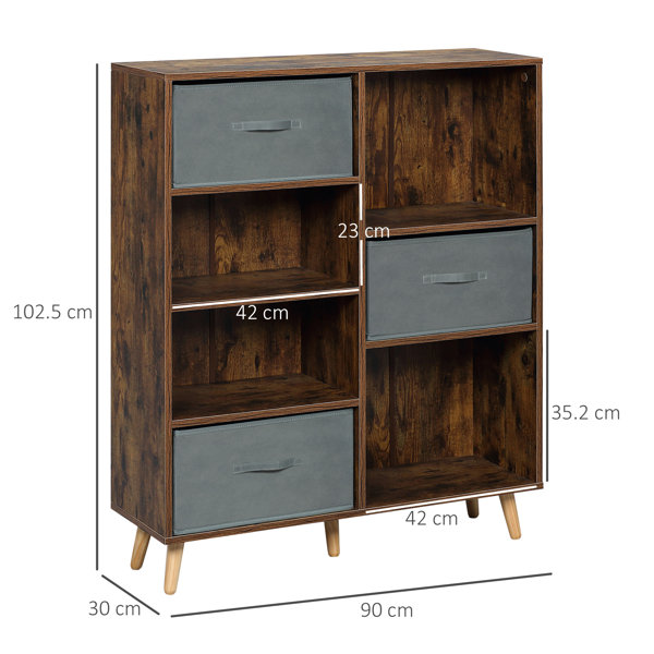 Oliver Durgin 102.5cm H x 90cm W Geometric Bookcase with Bins